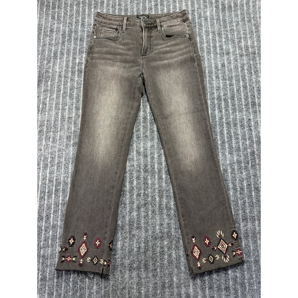 Driftwood Colette Jeans Sz 26 Embroidered Raw Hem Boho Frayed Western Festival